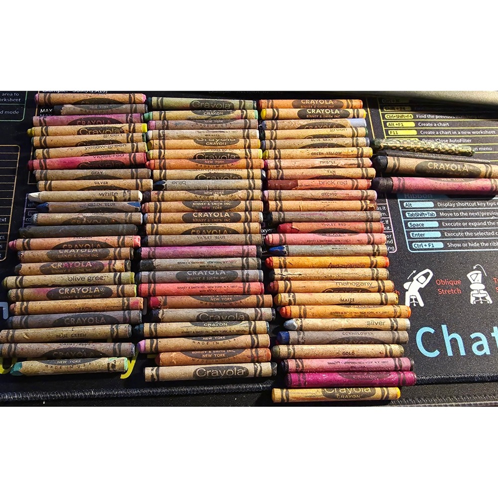 Vintage Crayola Crayon Lot Binney & Smith Rare Retired Colors Thistle Maize 60pc